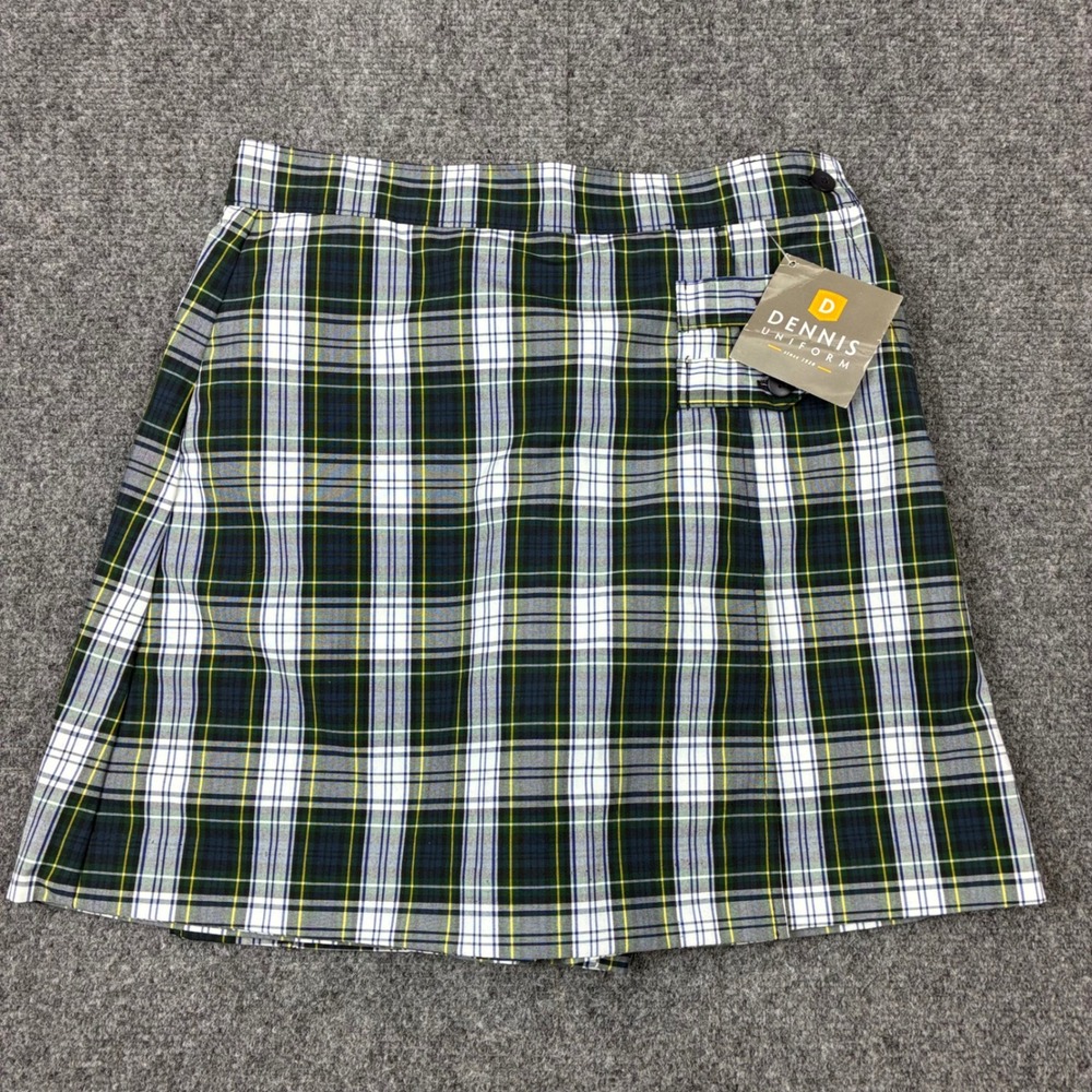 Dennis Uniform Girls Belmont Plaid Skort Green Blue White Yellow Size G10 NEW